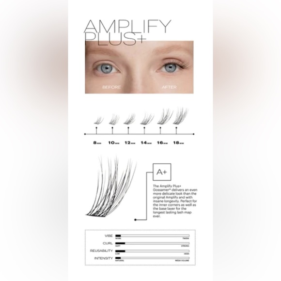 Lashify False Eyelashes Gossamer Lashes Black Amplify Plus + 8mm - Picture 2 of 2